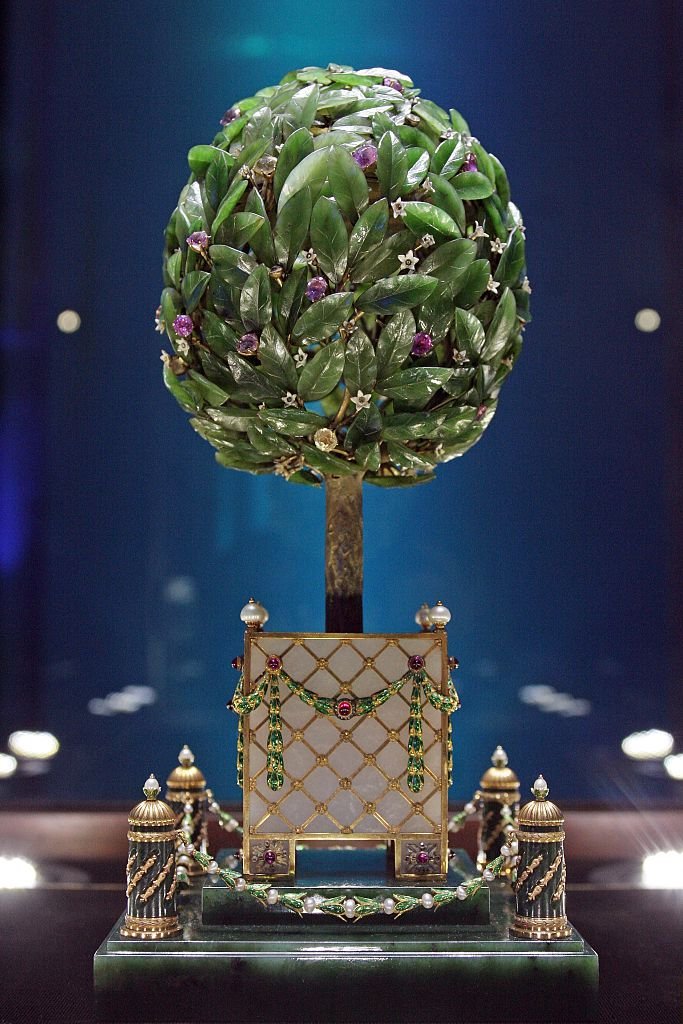 "Árbol de laurel", uno de los huevos creados por Fabergé