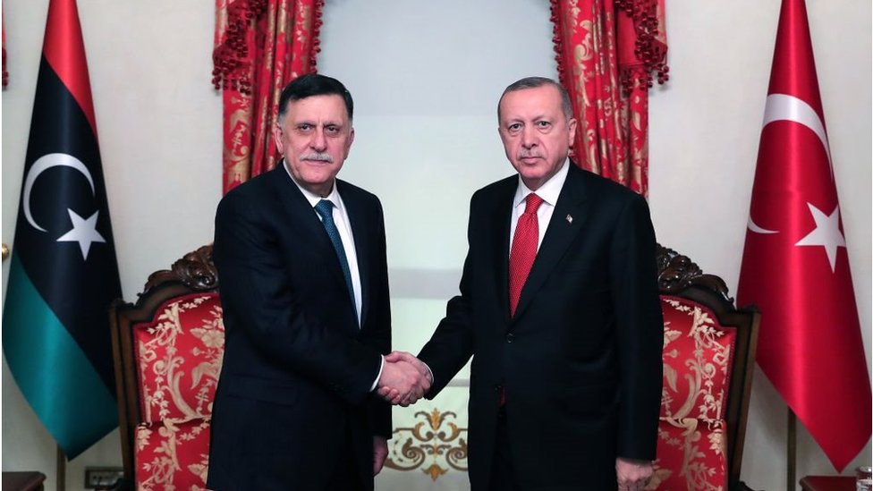 الرئيس التركي وفايز السراج