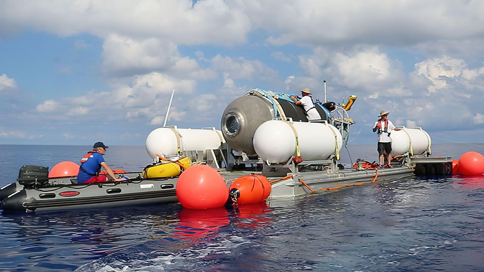 The Titan sub being prepared on the surface