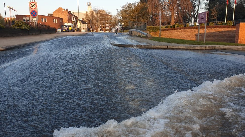 Derby flooding Burst water main brought disruption to city BBC News