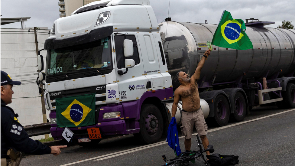 Protesta contra los resultados electorales en Brasil.