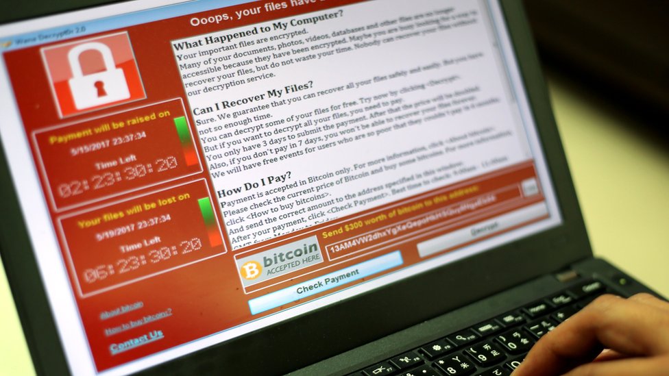 The Wannacry ransomware is seen on this computer