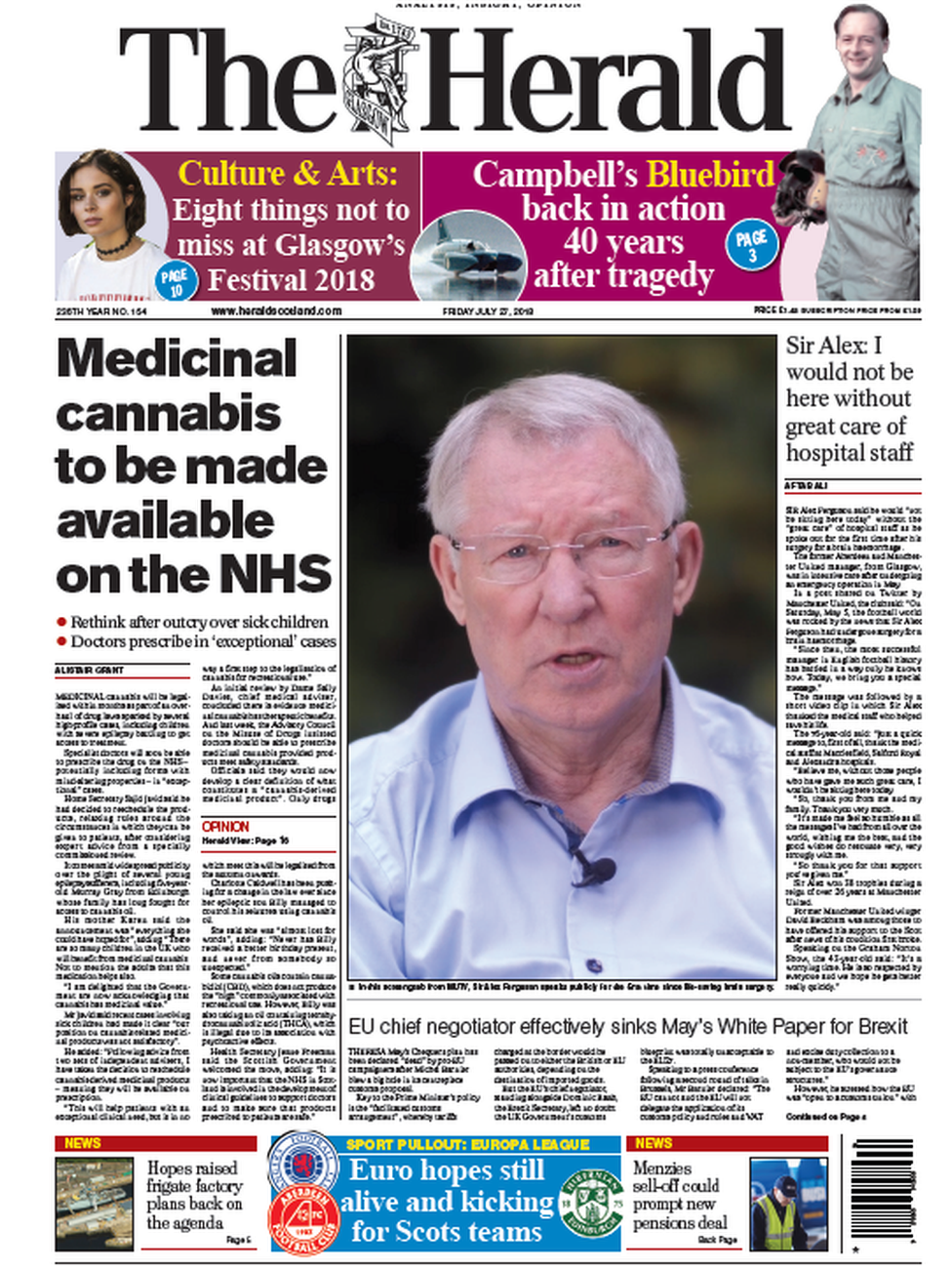 The papers Cannabis on the NHS in Scotland within weeks BBC News