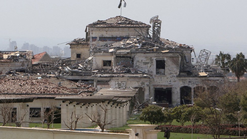 Building damaged in Iranian missile attack on Irbil, northern Iraq (13 March 2022)