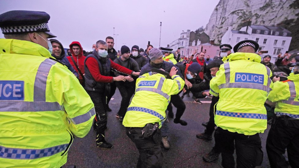 Police held back drivers trying to enter the Port of Dover on Wednesday morning