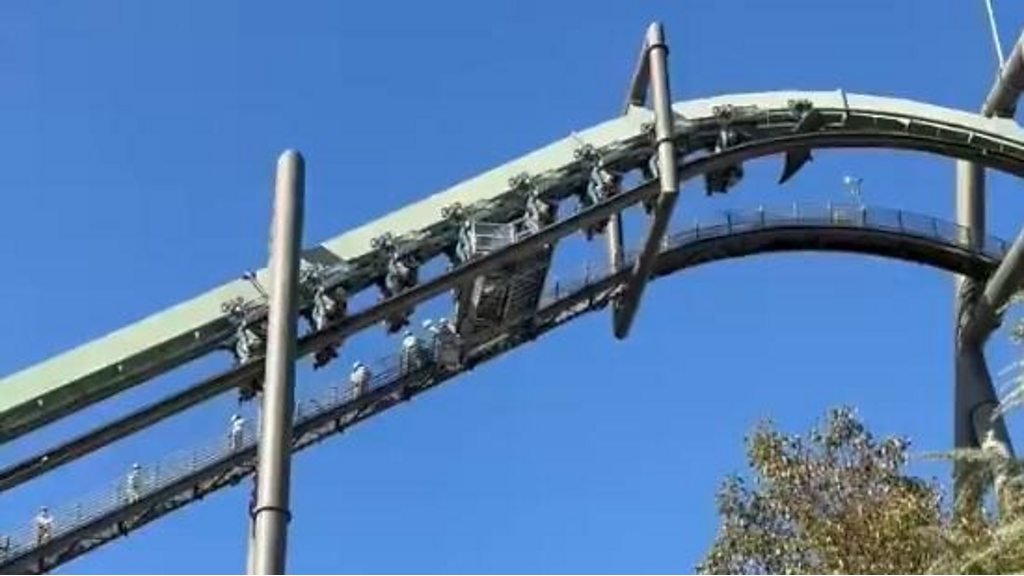 Japan People left dangling as rollercoaster stops mid ride