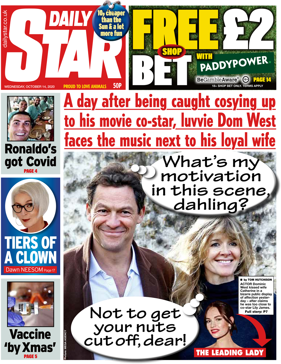 Daily Star front page 14/10/20