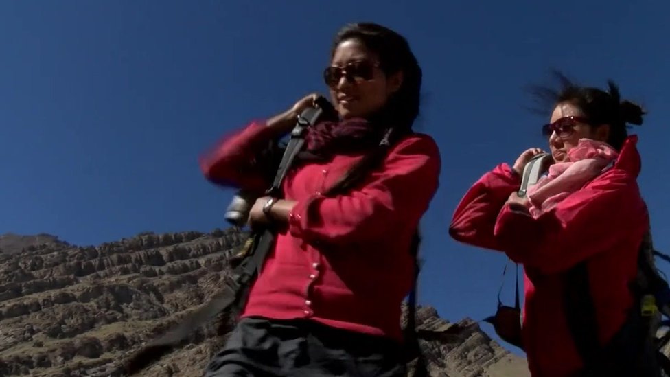 Trekkers in Ladakh, Northern India.