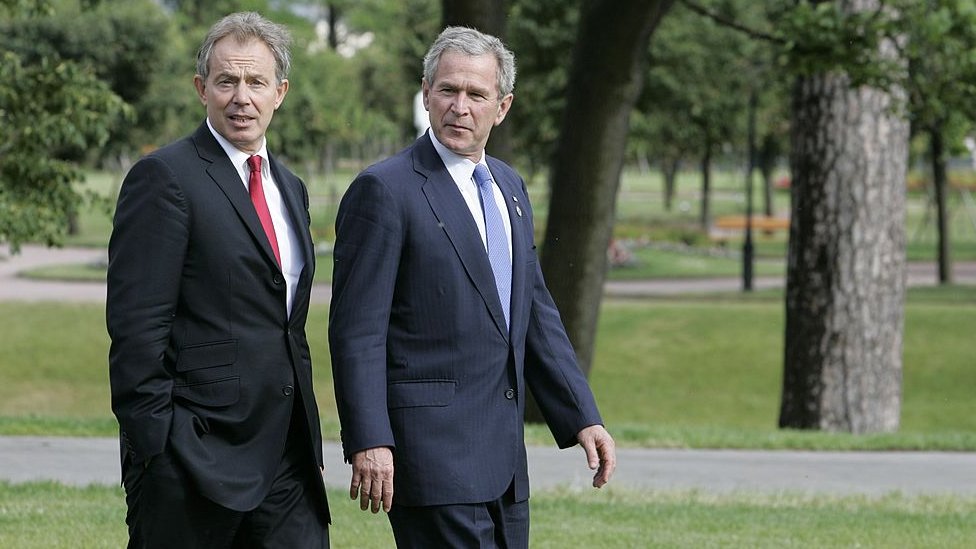 Tony Blair y George Bush