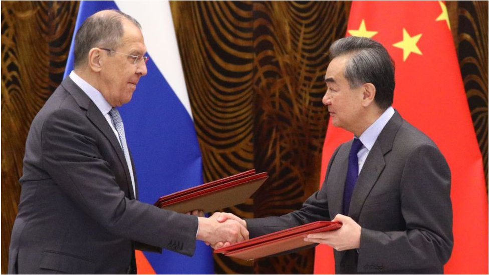 俄羅斯外長拉夫羅夫與中國外長王毅在中國。