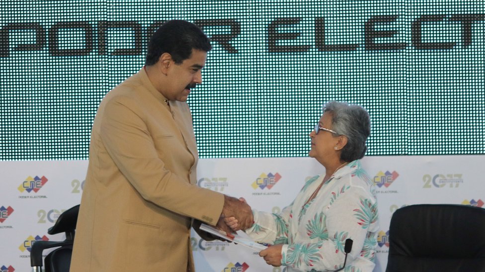 Los resultados de la votación para la Asamblea Constituyente fueron avalados por las autoridades electorales de Venezuela. Nicolás Maduro y Tibisay Lucena