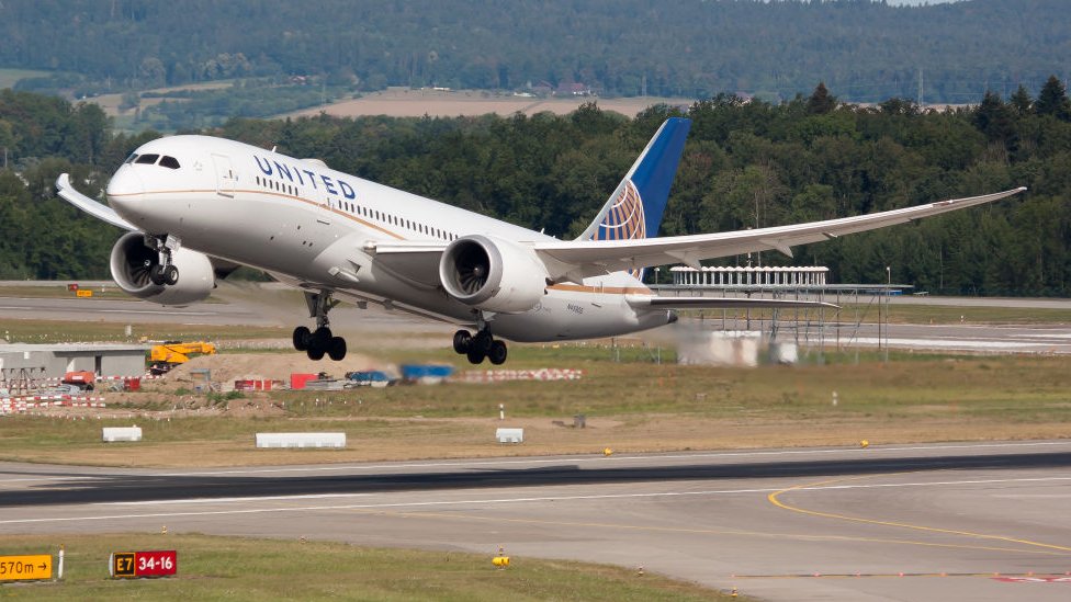 Los aviones de pasajeros, como este Boeing 787-800 Dreamliner, requieren una enorme cantidad de energía para el ascenso y para mantenerse en el aire. avion
