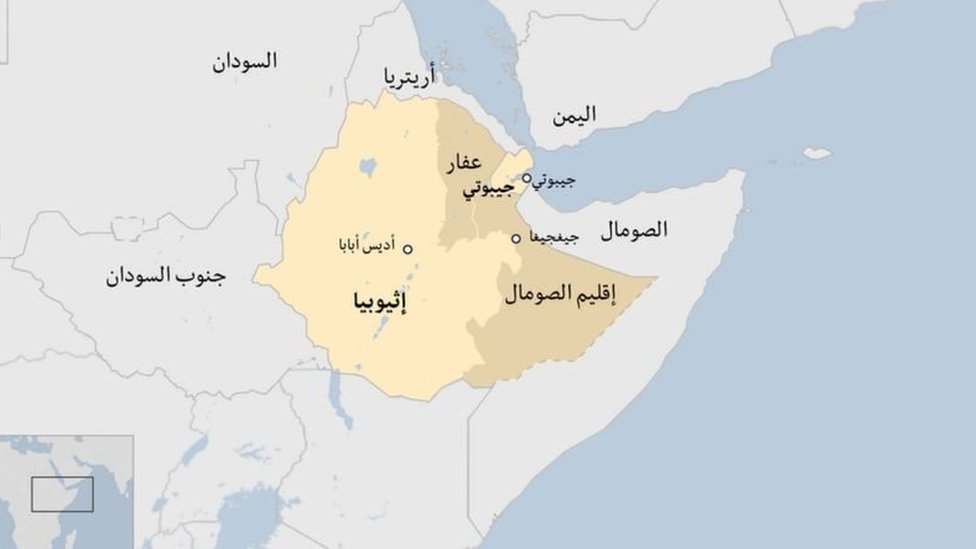 خريطة للأقاليم الإثيوبية
