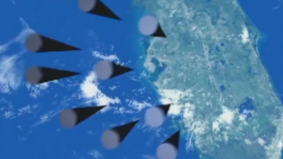 Nas imagens divulgadas em março, é possível ver um conjunto de mísseis apontando para a Flórida, nos Estados Unidos
