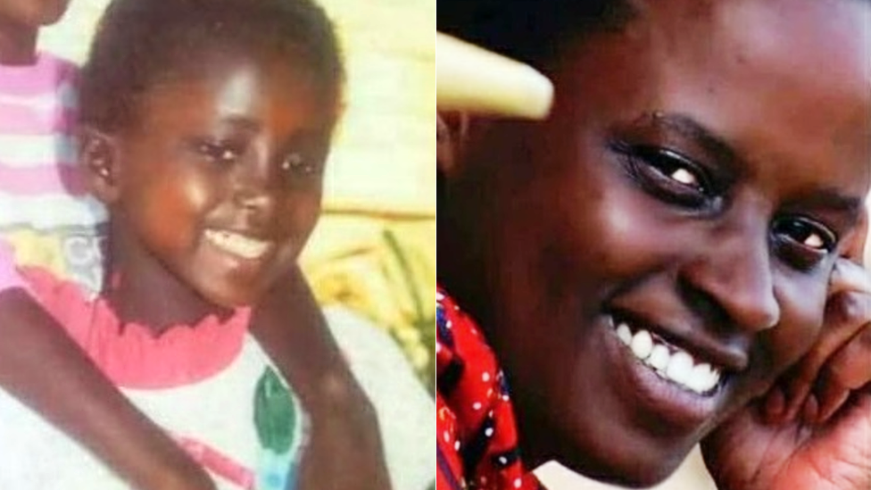 Grace Umutoni de niña, a la izquierda, y en una imagen actual.