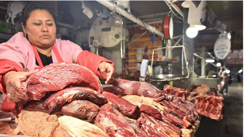 Mercado de carne en Bolivia