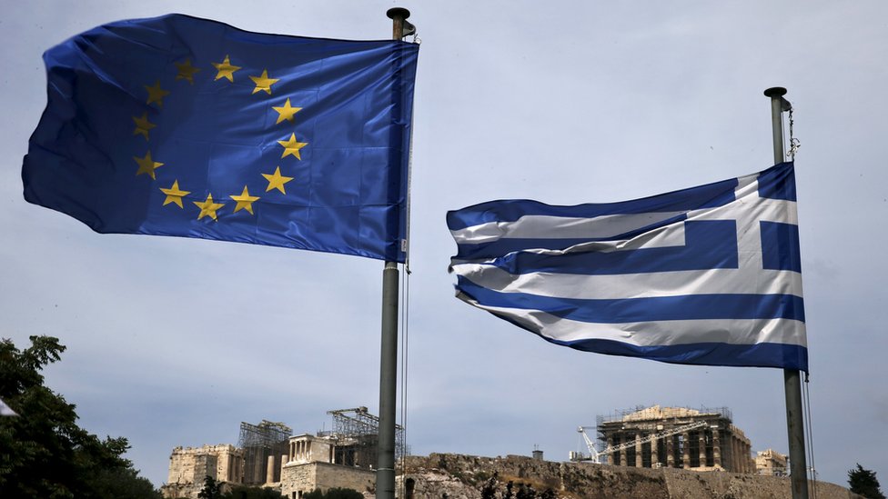 Zastave Grčke i Evropske unije