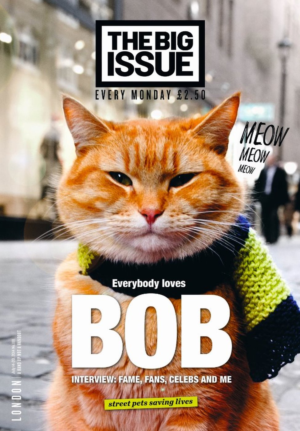 Hello street cat live. Боб кот журнала big Issue.