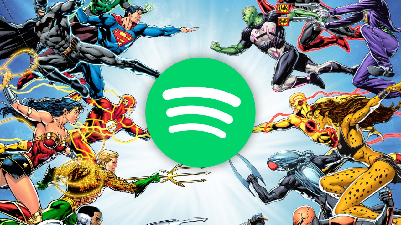 Логотип Spotify среди супергероев