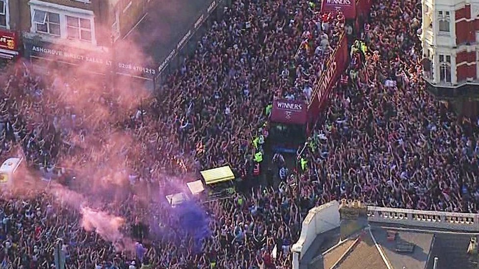 West Ham trophy parade draws huge east London crowds