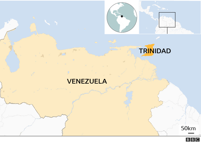 Mapa de Venezuela y Trinidad.