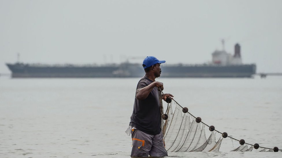 A fisherman on the shores of Lake Maracaibo