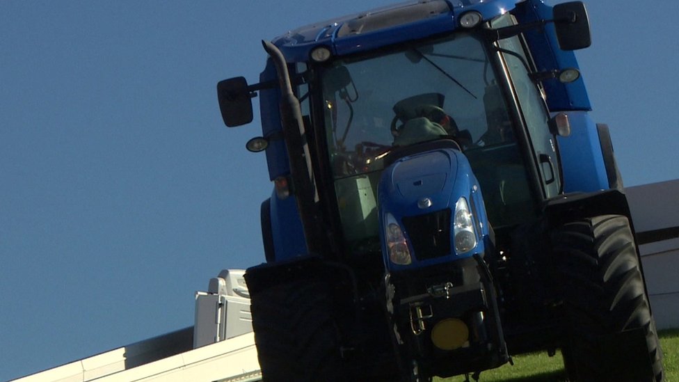 The world's first methane powered tractor in Turin, Italy