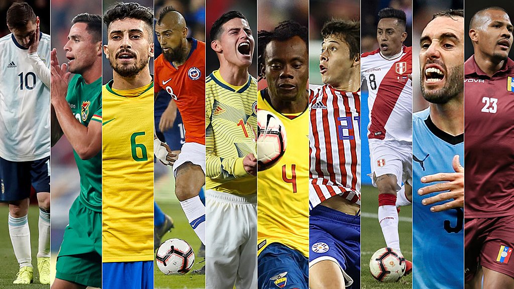 Jugadores de las 10 selecciones sudamericanas.