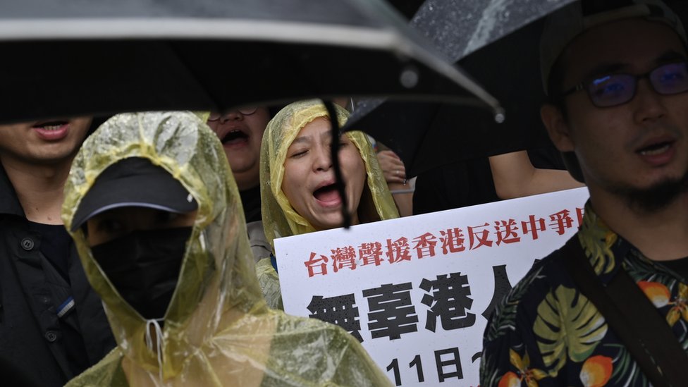 台灣示威者聲援香港「反送中」抗議活動（資料照片）