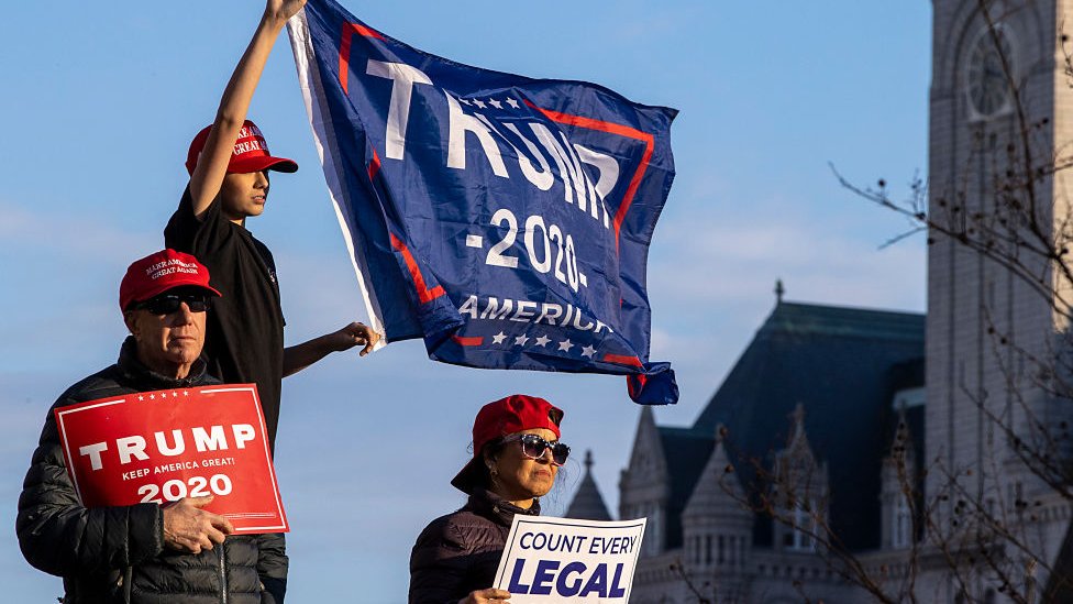 Trump supporters rally in Washington DC, 12 December