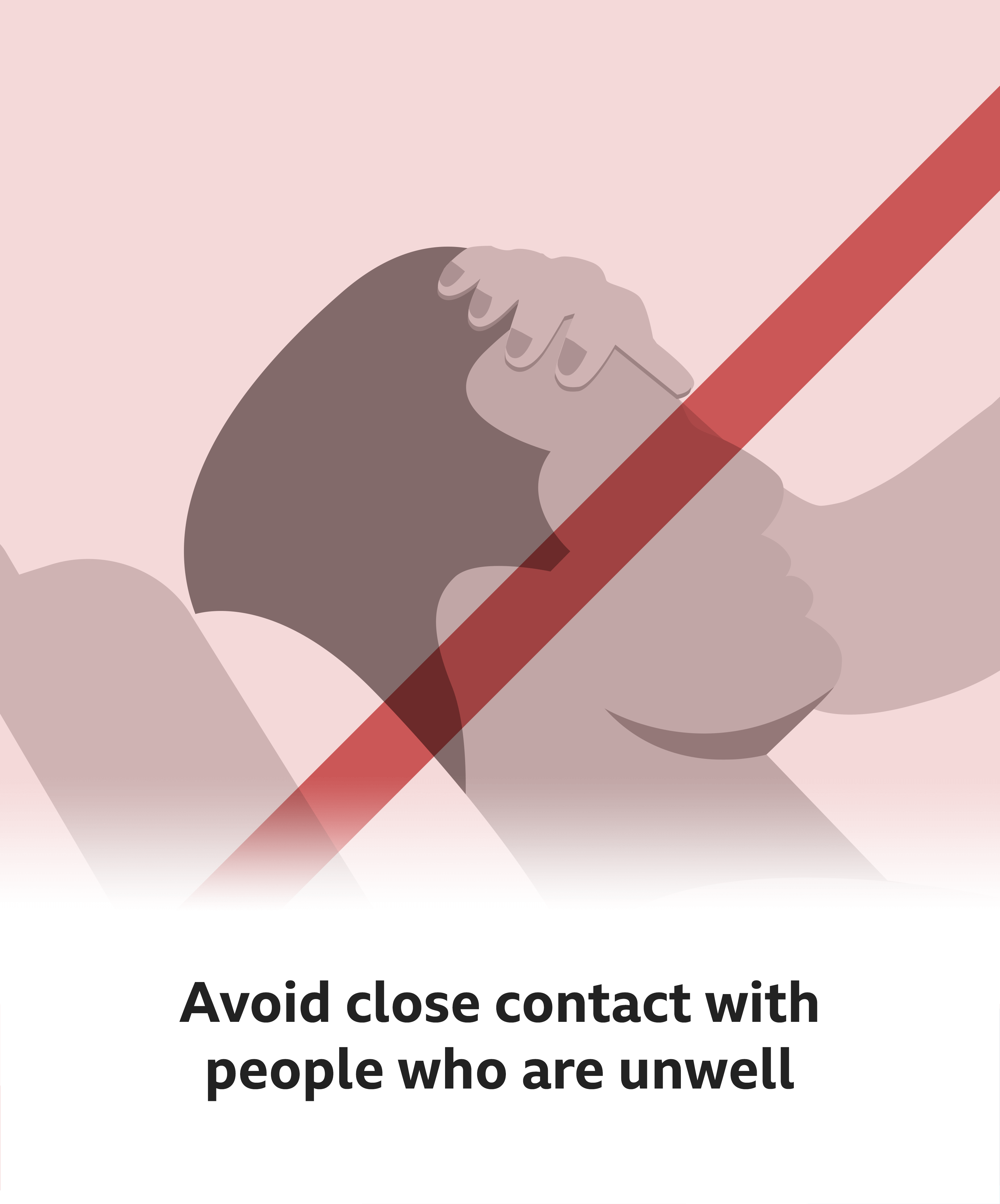 Text reads: Avoid close contact with people who are unwell