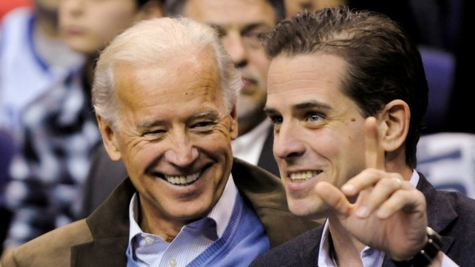 Joe Biden looks and smiles at his son Hunter Biden