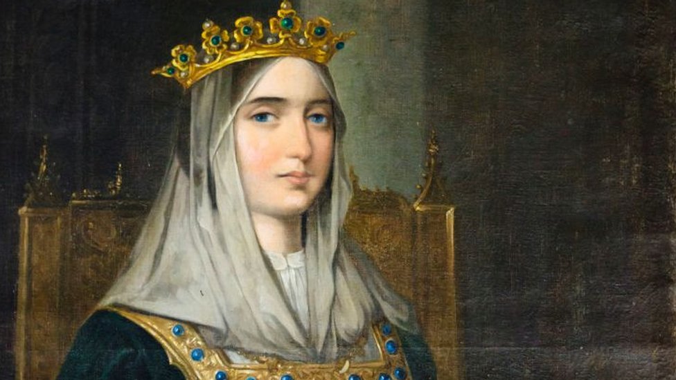 Painting of Queen Isabella of Castile in the La Rabida monastery, Huelva, Spain.