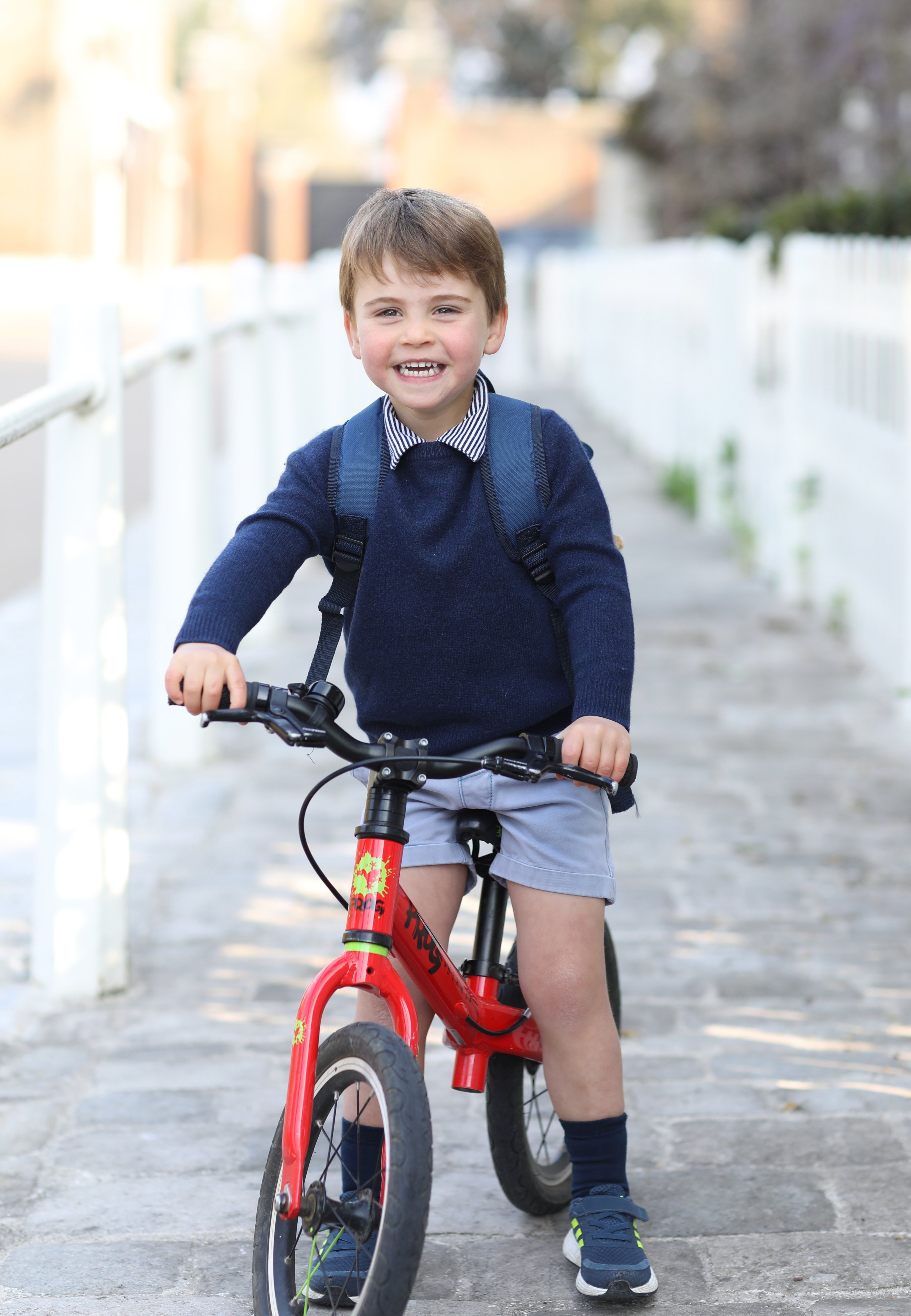 Prince Louis on his Frog bike, taken on Wednesday by his mother, the Duchess of Cambridge, at Kensington Palace