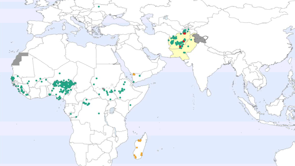 Mapa de casos de poliomielite