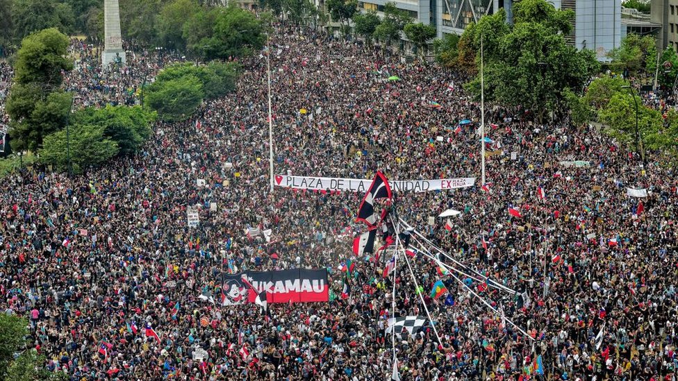 Manifestantes en Santiago