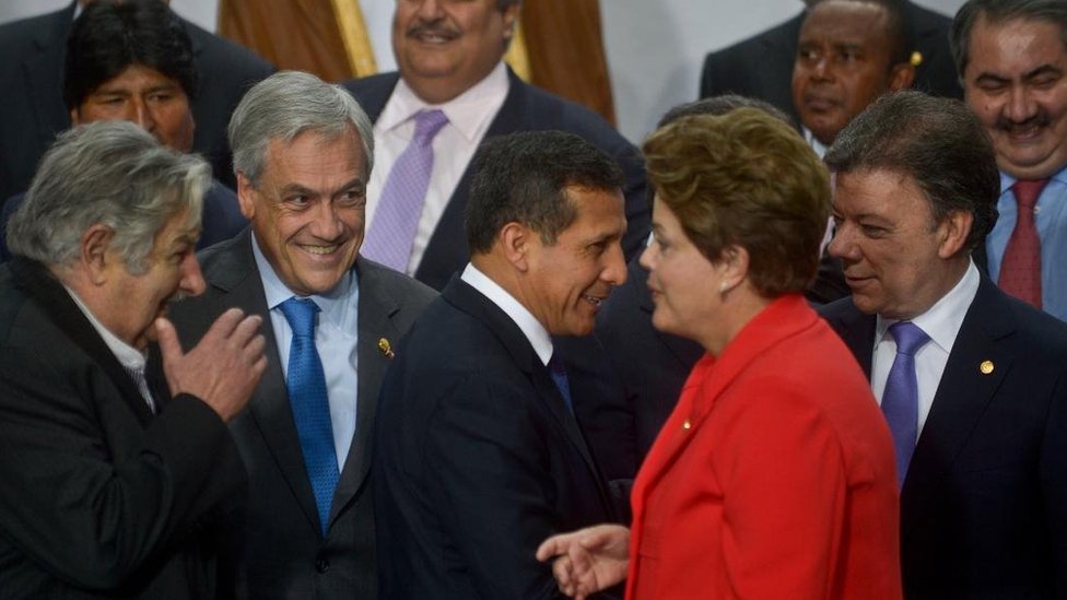 Expresidentes de Sudamérica durante una cumbre cuando estaban en el cargo en 2012