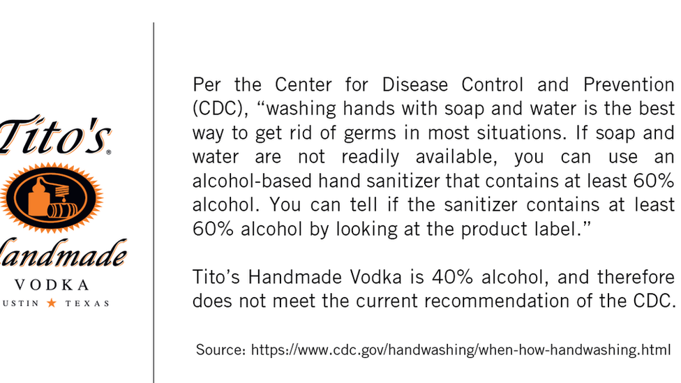 Coronavirus Don T Use Vodka To Sanitise Hands Bbc News