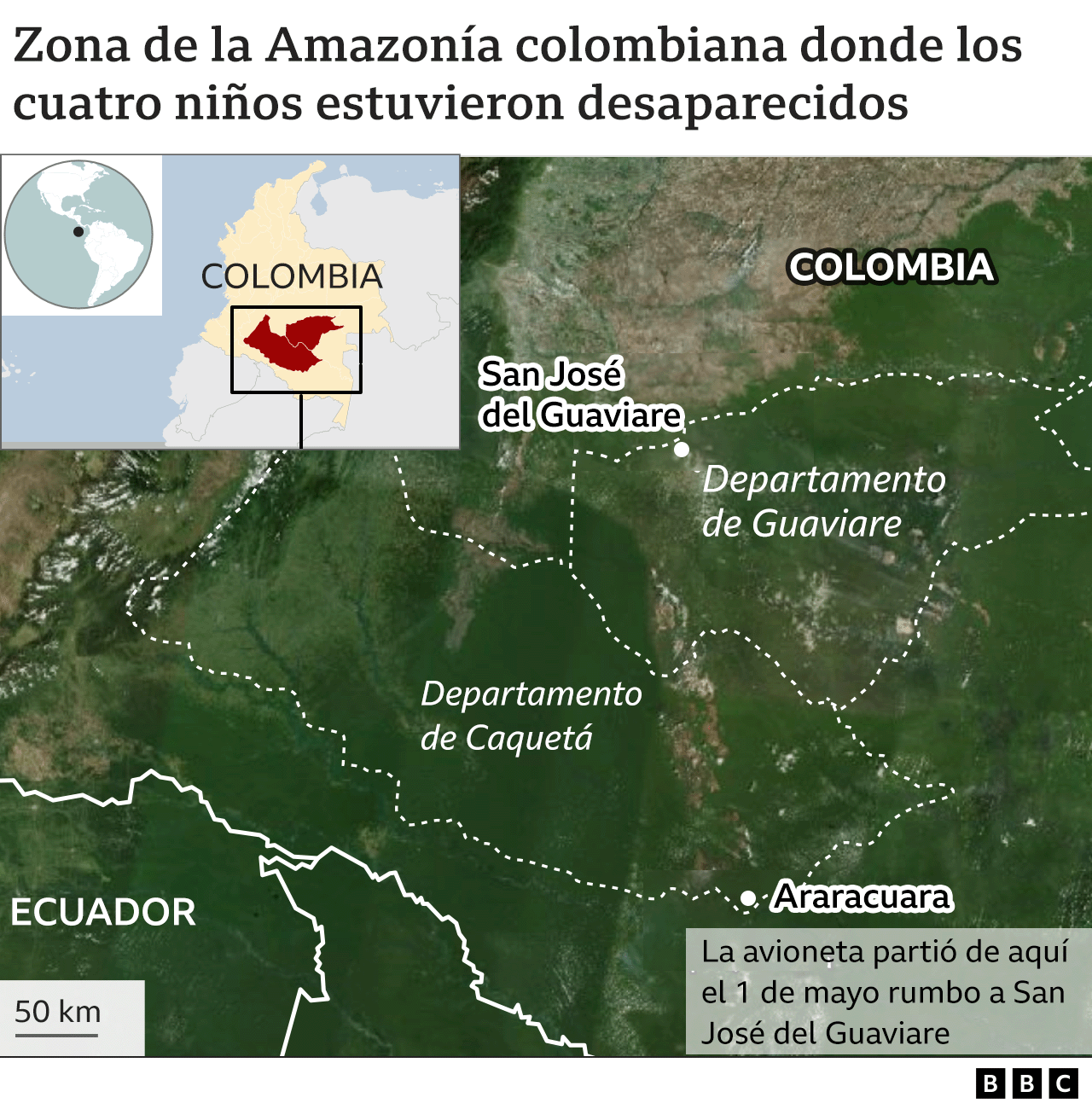 Mapa de la Amazonia colombiana