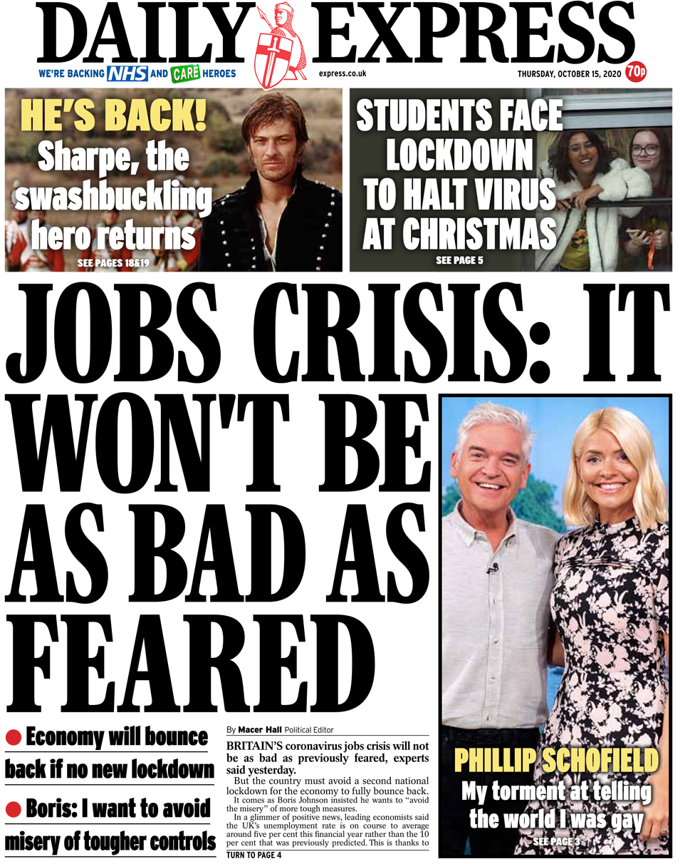 Daily Express front page 15/10/20