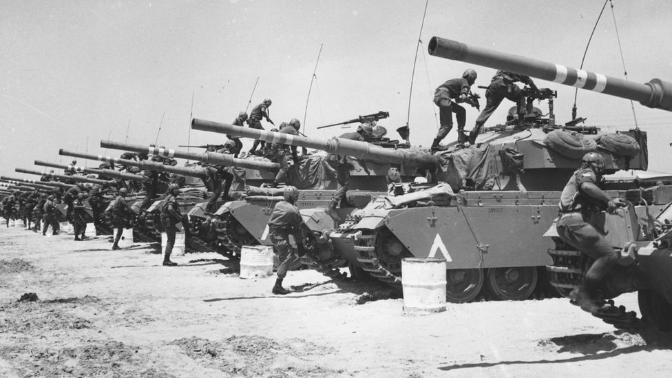 Tanques israelíes durante la Guerra de los Seis Días