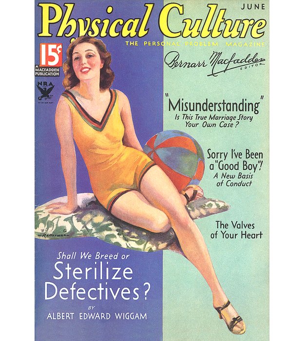 Revista de principios del siglo XX con un artículo titulado "Debemos reproducir o esterilizar a los defectuosos", escrito por Albert Edward Wiggam, un exitoso autor que encantaba a su público con sus presentaciones en las que describía la eugenesia como un plan de Dios. Revista de principios del siglo XX con un artículo titulado "Debemos reproducir o esterilizar a los defectuosos"