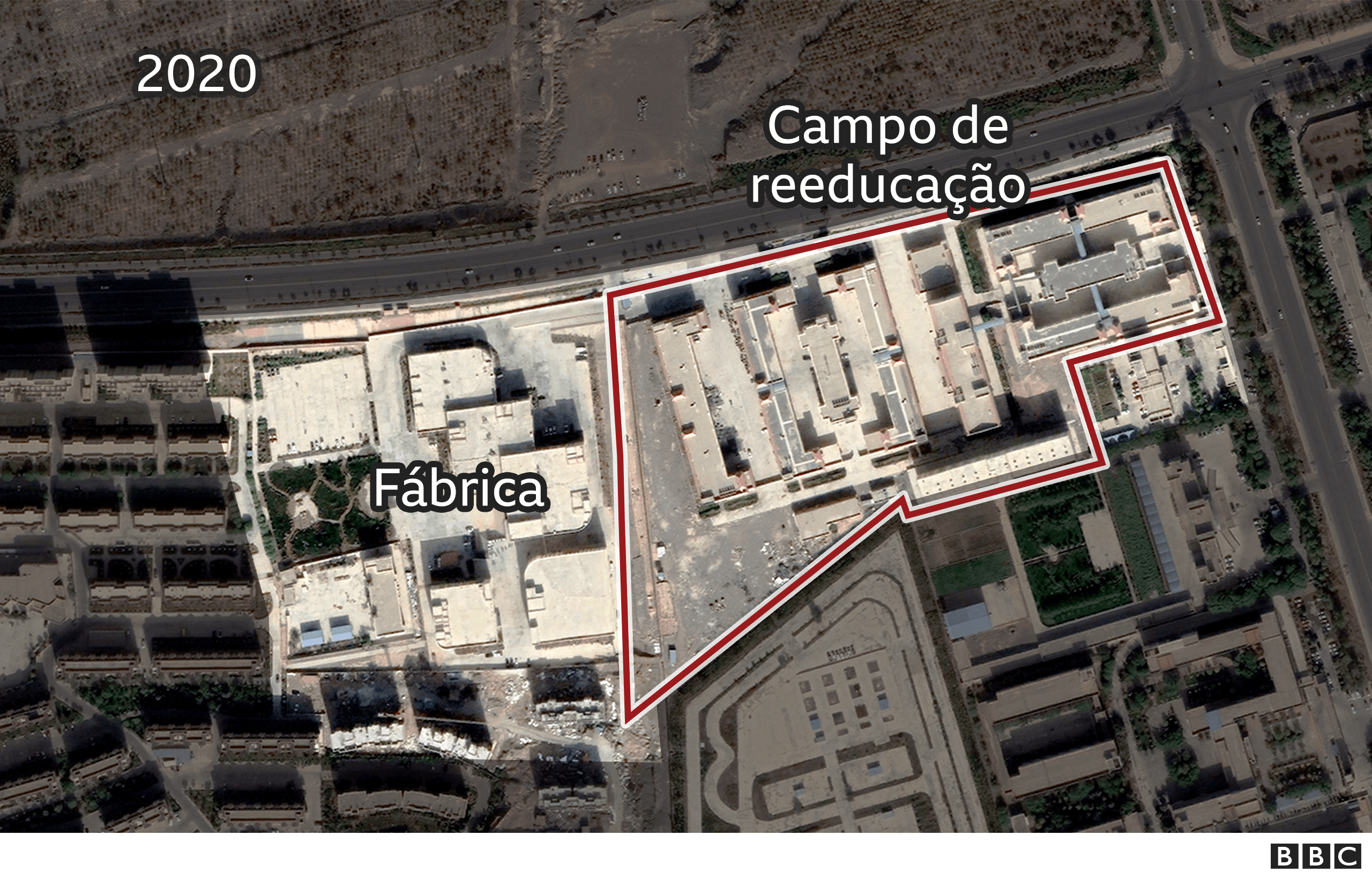 Imagem de satélite mostra fábrica ao lado de complexo prisional