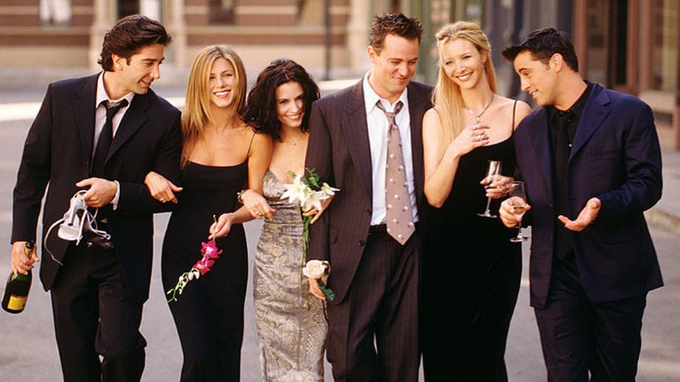 Friends characters together on the show