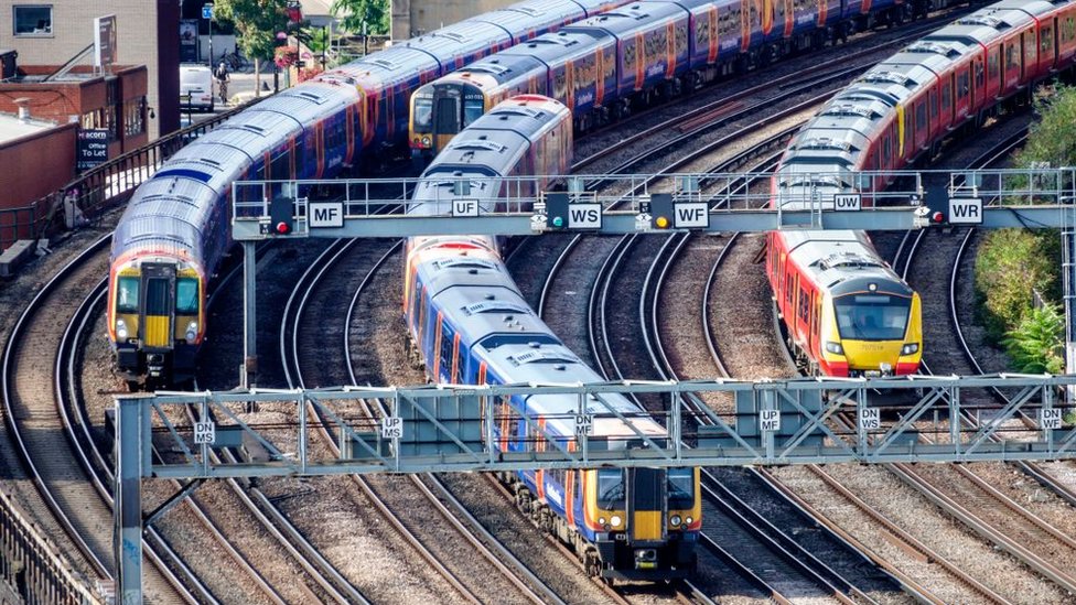 Trains running side-by-side