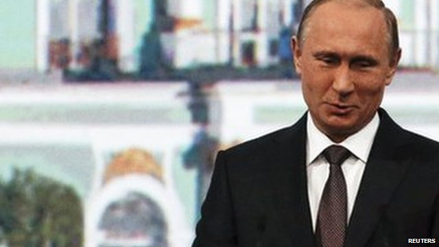 Russian President Vladimir Putin speaking at a session of the St Petersburg International Economic Forum