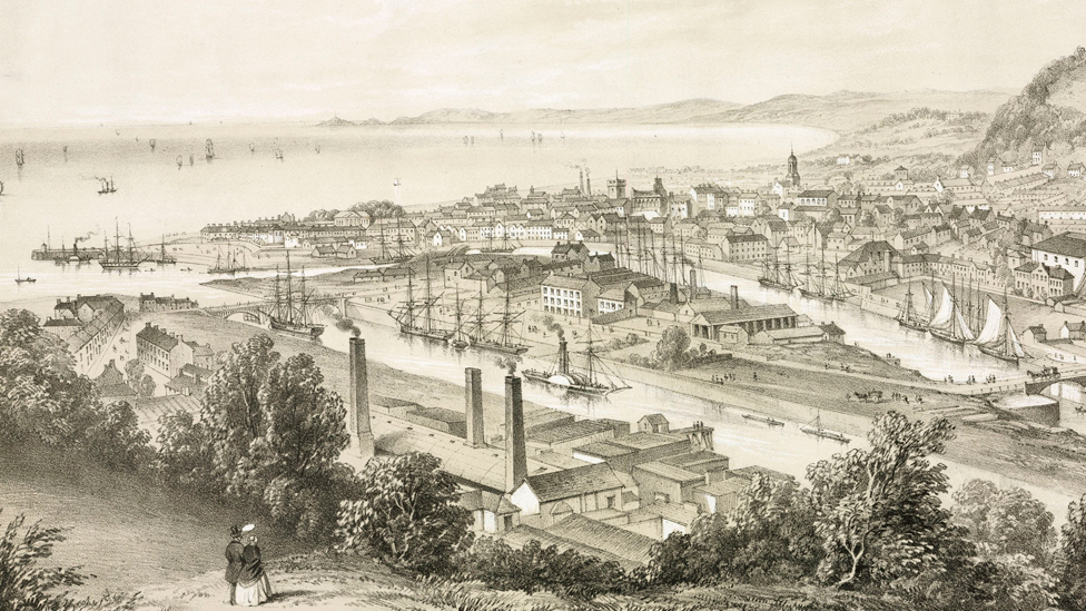 Вид на порт Суонси середины 1850-х годов