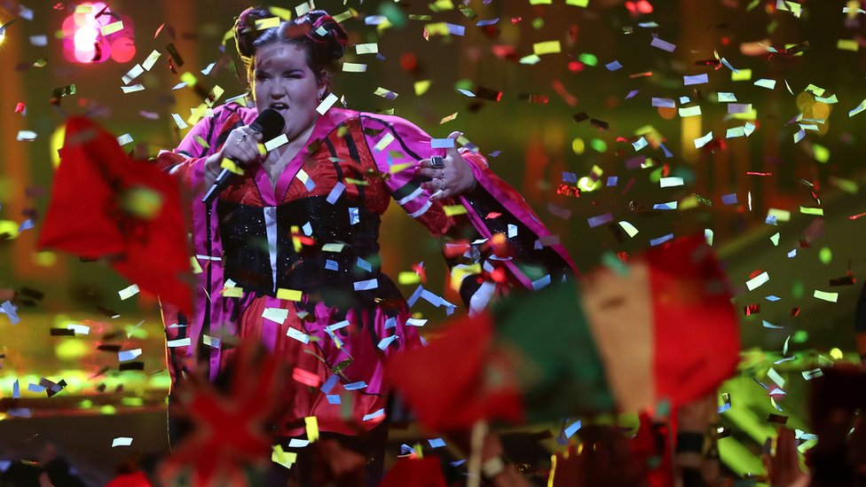 Netta performing at the 2018 final of Eurovision