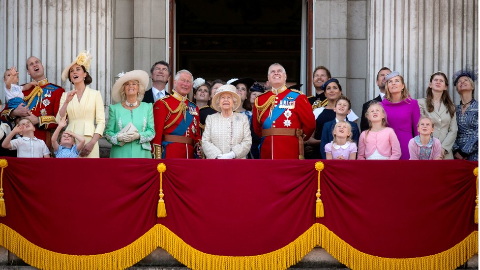 2019年，英國王室成員聚集在白金漢宮為女王伊麗莎白二世祝壽