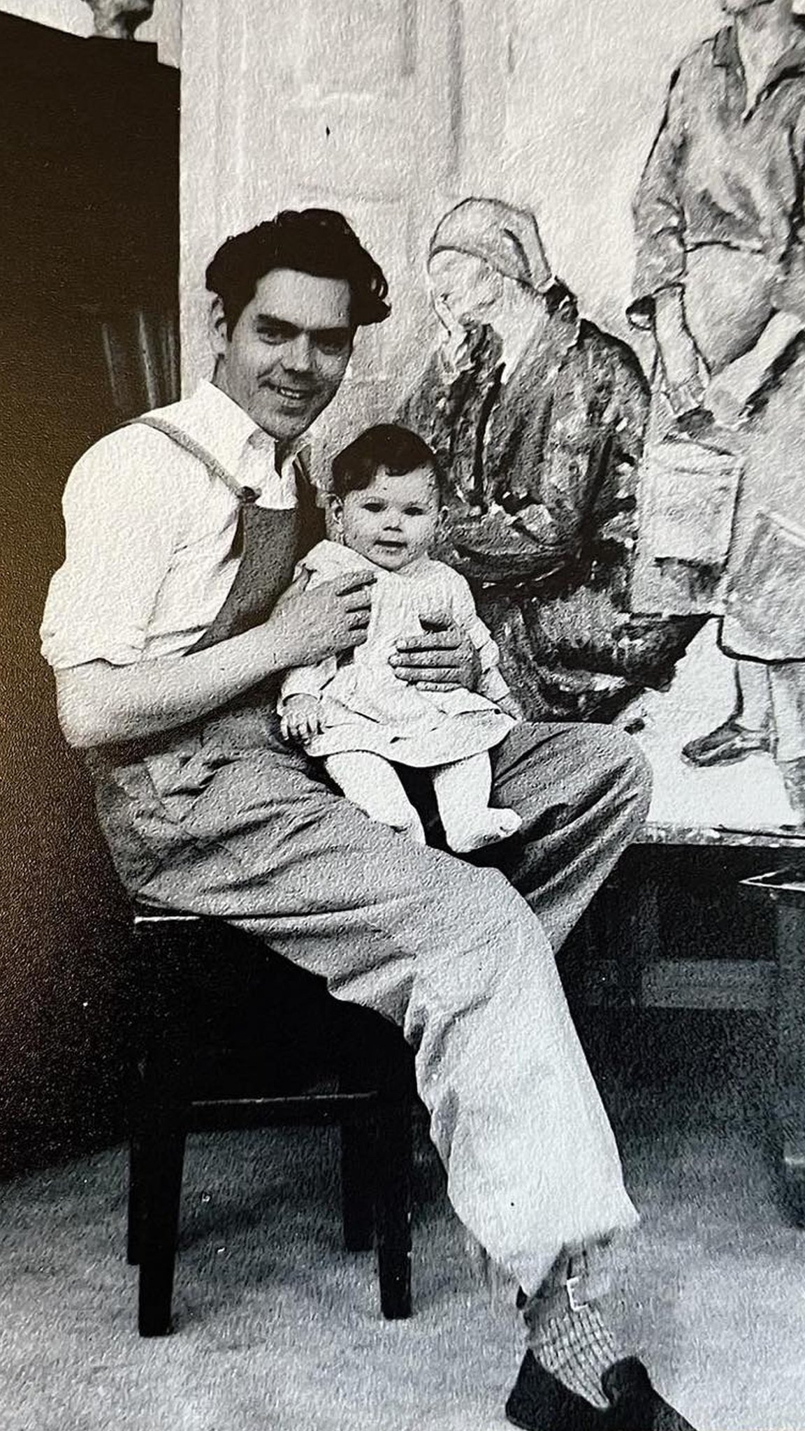 Đorđe Andrejević Kun i njegova ćerka Mira u ateljeu pre Drugog svetskog rata